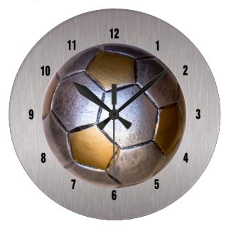 Soccer Ball Metallic Design Clocks