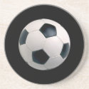 Soccer Ball on Black Beverage Coaster coaster
