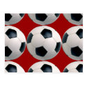 Soccer Ball Pattern on Red Post Cards