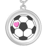 Soccer Ball Pink Heart Necklaces
