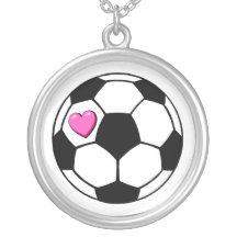 Soccer Ball Pink Heart Necklaces