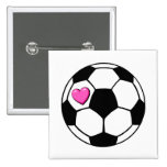 Soccer Ball (Pnk Hrt) Pinback Buttons