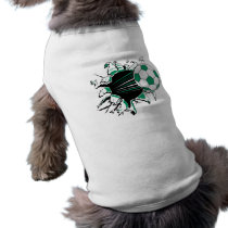 soccer ball ripping thru pet t-shirt