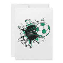 soccer ball ripping thru custom invitation