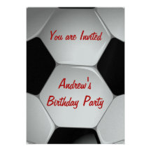 Soccer Ball Silver Birthday party invitations