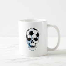 soccer ball skull head coffee mug