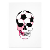 soccer ball skull head girl pink accents announcement