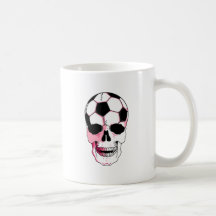 soccer ball skull head girl pink accents coffee mug