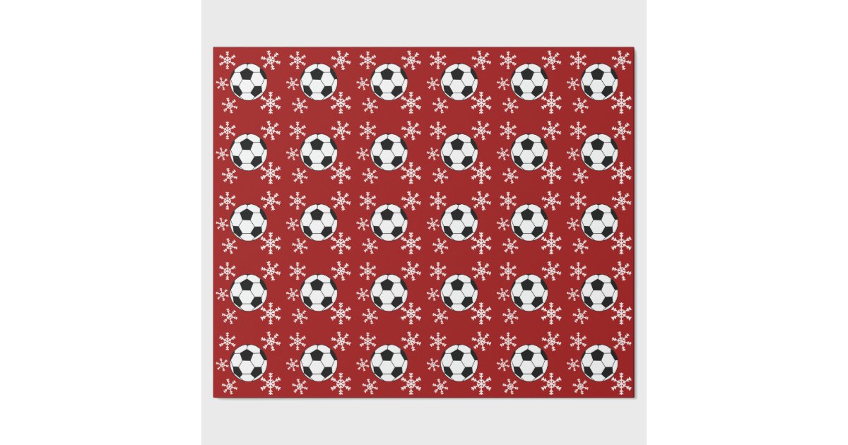 Soccer Ball Snowflake Holiday Wrapping Paper Zazzle