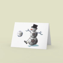 Soccer Ball Snowman Christmas cards