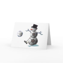 Soccer Ball Snowman Christmas Greeting Card