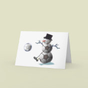 Soccer Ball Snowman Christmas Greeting Card