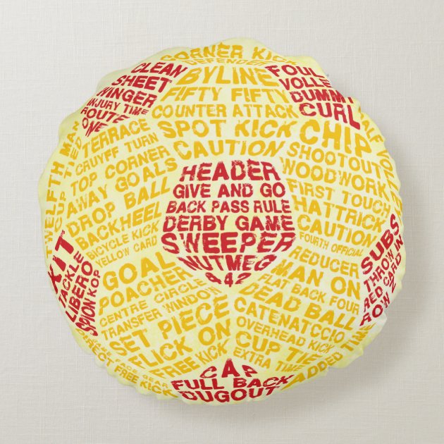 Soccer Ball Typography Calligram Round Pillow