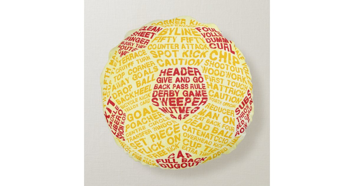 Soccer Ball Typography Calligram Round Pillow