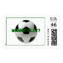 soccer ball, WANNA' PLAY? Postage Stamp