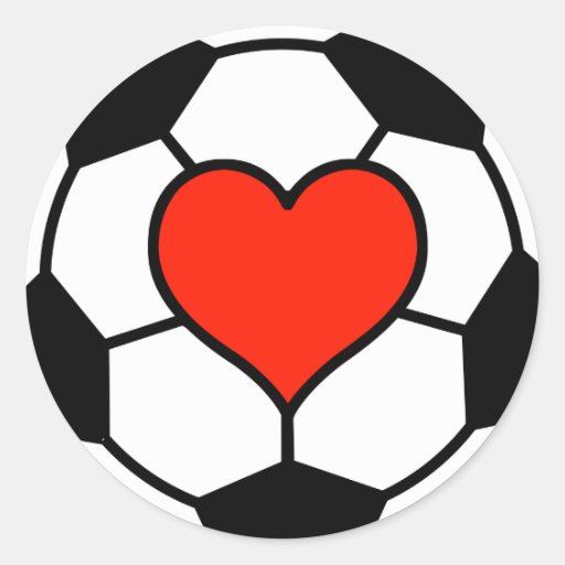 Soccer Ball with Heart Classic Round Sticker Zazzle