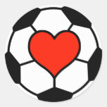Soccer Ball with Heart Round Stickers