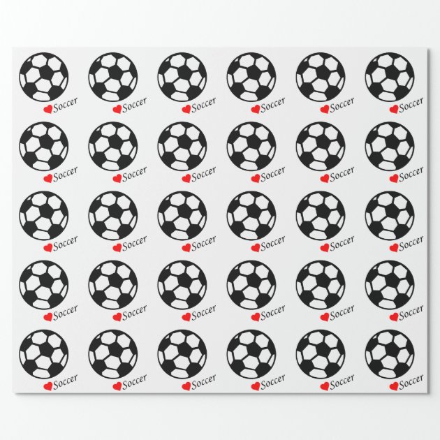 Soccer Balls I Love Soccer Wrapping Paper-1