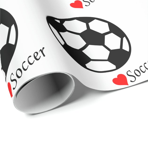 Soccer Balls I Love Soccer Wrapping Paper 3/4