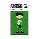 Soccer Boy Holding Ball Stamp