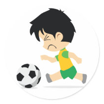 Soccer Boy Round Stickers