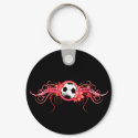 Soccer Butterfly Flower Pink Keychain