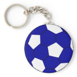 Soccer football blue and white keychains