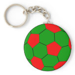 Soccer football green and red keychains