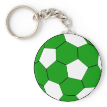 Soccer football green and white keychain