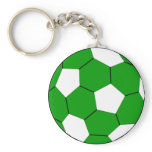 Soccer football green and white keychain