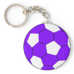 Soccer football purple and white key chain