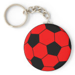 Soccer football red and black keychains