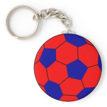 Soccer football red and blue keychains
