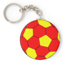 Soccer football red and yellow keychains