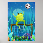Soccer Frog at night Poster