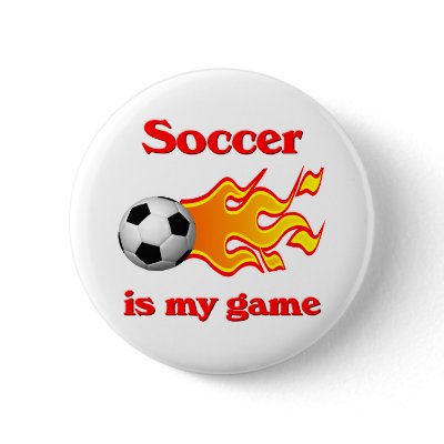Soccer Game Button with Soccer Ball and Flame