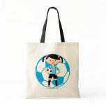 Soccer Girl 2 and Ball Blue and White Stripes Bags