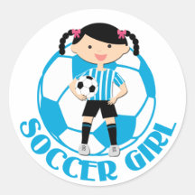 Soccer Girl 2 Ball Blue and White Stripes v2 Stickers