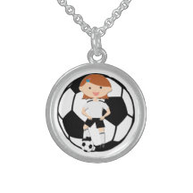 Soccer Girl 3 and Ball Black and White Custom Jewelry