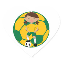 Soccer Girl 4 and Ball Green and Yellow Sticker