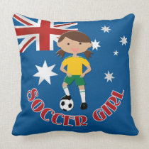 Soccer Girl 4 and Ball Green and Yellow v2 Pillows