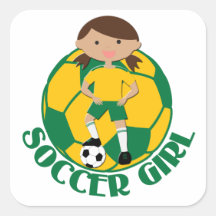 Soccer Girl 4 and Ball Green and Yellow v2 Sticker