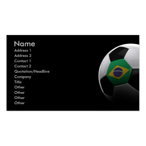 Soccer in Brazil Business Card Templates (front side)