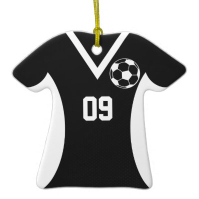 Soccer Jersey Customizable Black Christmas Ornament