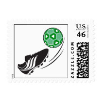 soccer kick kicking ball graphic postage stamp