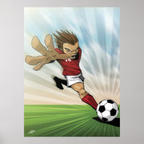 artsprojekt, soccer, sports, athlete, cartoon, kick, ball, play, Plakat med brugerdefineret grafisk design