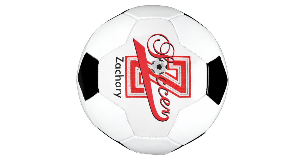Soccer Letter Z Word Art | DIY Name | Red Soccer Ball | Zazzle