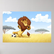 Soccer Lion Poster
