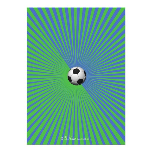 Soccer Party Invitation - Boy, Green and Blue