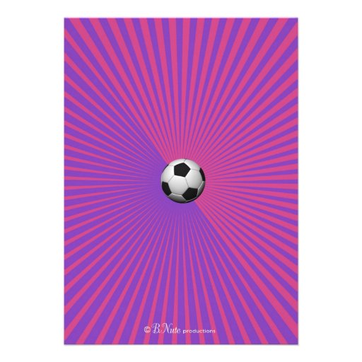 Soccer Party Invitation - Girl, Pink and Purple